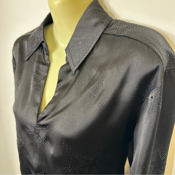 Current Air Black Long Sleeve Blouse with Textured Star Detail - Picture 7 of 9
